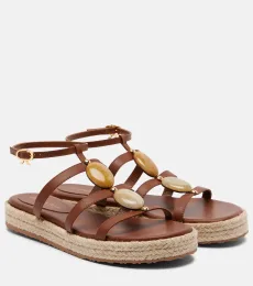 Sandales espadrilles en cuir à ornements Sandales espadrilles en cuir à ornements