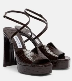 Sandales Karli à plateau en cuir façon croco Sandales Karli à plateau en cuir façon croco