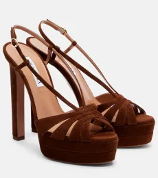 Sandales slingback Aimée à plateau en daim Sandales slingback Aimée à plateau en daim