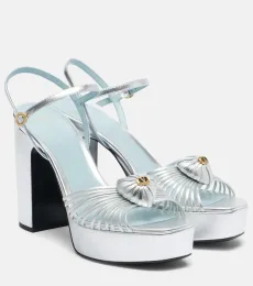 Sandalias con plataforma Cœur Royal de piel metalizada Sandalias con plataforma Cœur Royal de piel metalizada
