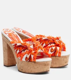 Sandalias con plataforma Majolica de brocado Sandalias con plataforma Majolica de brocado
