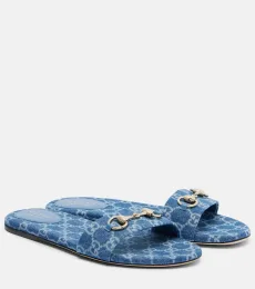 Sandalias de denim GG con Horsebit Sandalias de denim GG con Horsebit