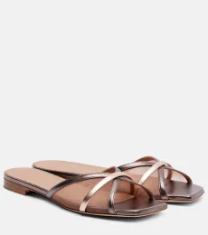 Sandalias Perla de piel y malla Sandalias Perla de piel y malla