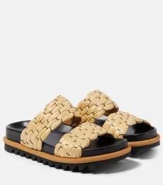Sandalias trenzadas de rafia y piel Sandalias trenzadas de rafia y piel