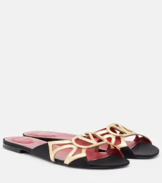 Sandalias Wonderweb de piel metalizada con VLogo Sandalias Wonderweb de piel metalizada con VLogo