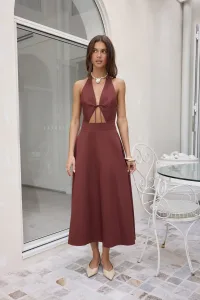 Sands Of Splendor Halter Maxi Dress Brown Sands Of Splendor Halter Maxi Dress Brown