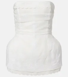 Scalloped cotton-blend bandeau top Scalloped cotton-blend bandeau top