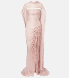 Scarf-detail pleated bustier gown Scarf-detail pleated bustier gown
