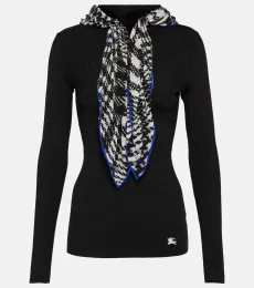 Scarf-detail ribbed-knit sweater Scarf-detail ribbed-knit sweater