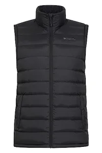 Seasons Mens Padded Gilet - Water Resistant Gilet, Body Warmer, Lightweight Jacket, Easy to Store Coat - for Spring Summer Travelling, Walking Black L