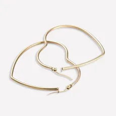 Selby Heart Hoops - 18k Rose Gold Plated Brass Large Selby Heart Hoops - 18k Rose Gold Plated Brass Large