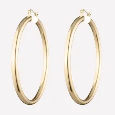 Selena Tube Hoop Earrings - Medium 18k Gold Plated Brass Selena Tube Hoop Earrings - Medium 18k Gold Plated Brass