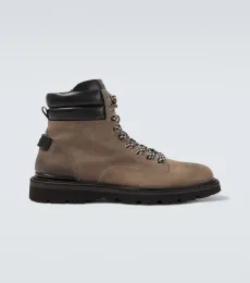 Seoul leather-trimmed suede lace-up boots Seoul leather-trimmed suede lace-up boots