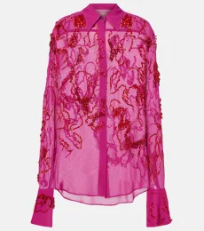 Sequined sheer chiffon blouse