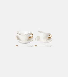 Set de 2 tasses à thé, soucoupes et cuillères par JordanLuca Set de 2 tasses à thé, soucoupes et cuillères par JordanLuca