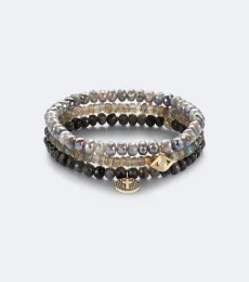 Set de 3 pulseras de oro de 14 ct con cuentas y piedras Set de 3 pulseras de oro de 14 ct con cuentas y piedras