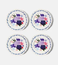 Set of 4 floral porcelain dinner plates