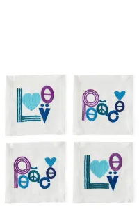 Set Of Napkins Peace & Love Size U