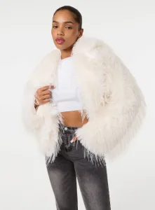 Shaggy Faux Fur Jacket - / - IVORY Shaggy Faux Fur Jacket - / - IVORY