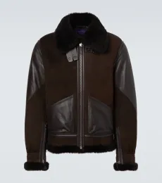 Shearling-lined leather and suede jacket