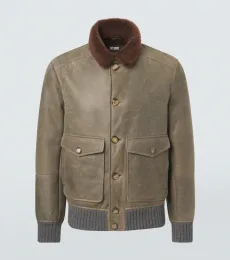 Shearling-lined leather blouson jacket Shearling-lined leather blouson jacket