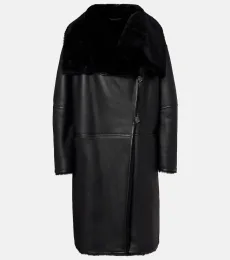 Shearling-lined leather coat