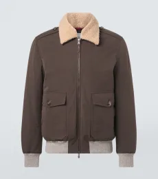 Shearling-trimmed blouson jacket Shearling-trimmed blouson jacket