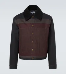 Shearling-trimmed denim blouson jacket