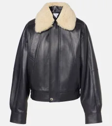 Shearling-trimmed leather blouson Shearling-trimmed leather blouson