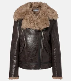 Shearling-trimmed leather jacket Shearling-trimmed leather jacket
