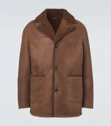 Shearling-trimmed leather jacket Shearling-trimmed leather jacket