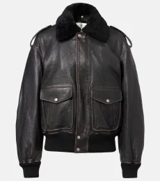 Shearling-trimmed leather jacket Shearling-trimmed leather jacket