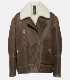 Shearling-trimmed leather jacket Shearling-trimmed leather jacket
