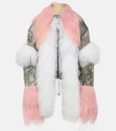 Shearling-trimmed leather jacket Shearling-trimmed leather jacket