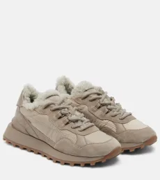 Shearling-trimmed sneakers Shearling-trimmed sneakers