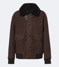 Shearling-trimmed suede jacket
