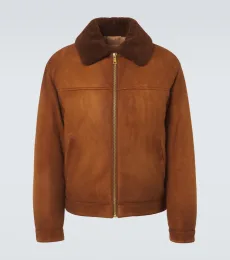 Shearling-trimmed suede jacket