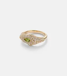 Shield 14kt gold ring with diamonds and tourmaline Shield 14kt gold ring with diamonds and tourmaline