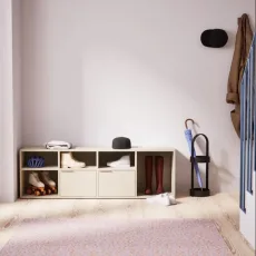Shoe Rack in Beige with Drawers and Backpanels Shoe Rack in Beige with Drawers and Backpanels