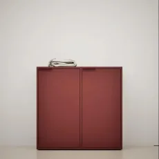 Shoe Rack in Burgund with Doors and Backpanels