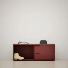 Shoe Rack in Burgund with Drawers and Backpanels Shoe Rack in Burgund with Drawers and Backpanels
