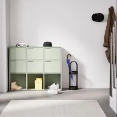 Shoe Rack in Green with Doors and Backpanels Shoe Rack in Green with Doors and Backpanels