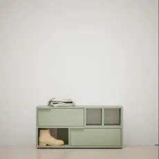Shoe Rack in Green with Drawers Shoe Rack in Green with Drawers