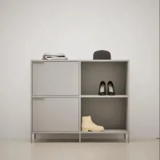 Shoe Rack in Grey with Drawers and Backpanels Shoe Rack in Grey with Drawers and Backpanels