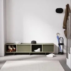 Shoe Rack in Moss Green with Drawers and Backpanels