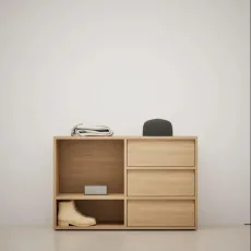 Shoe Rack in Oak with Drawers and Backpanels Shoe Rack in Oak with Drawers and Backpanels