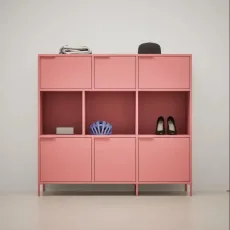 Shoe Rack in Reisinger Pink with Doors and Drawers Shoe Rack in Reisinger Pink with Doors and Drawers