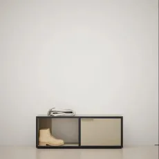 Shoe Rack in Sand and Blue with Drawers Shoe Rack in Sand and Blue with Drawers