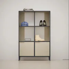 Shoe Rack in Sand and Blue with Drawers and Legs