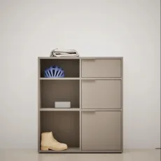 Shoe Rack in Stone Grey with Drawers and Backpanels
